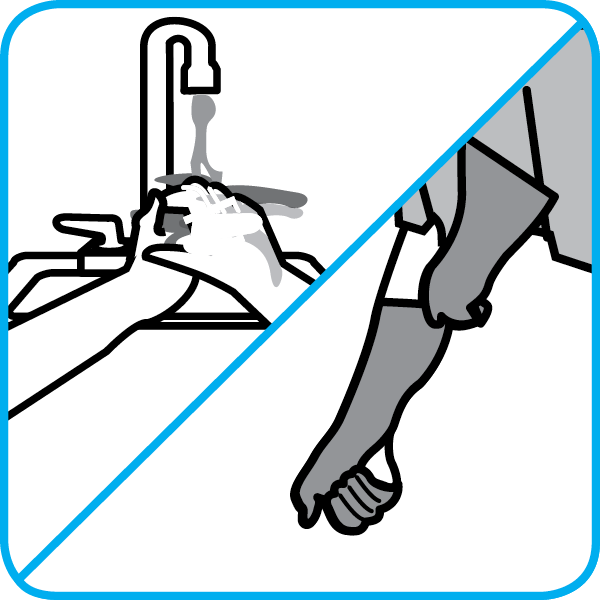Conduct hand hygiene and put on appropriate PPE